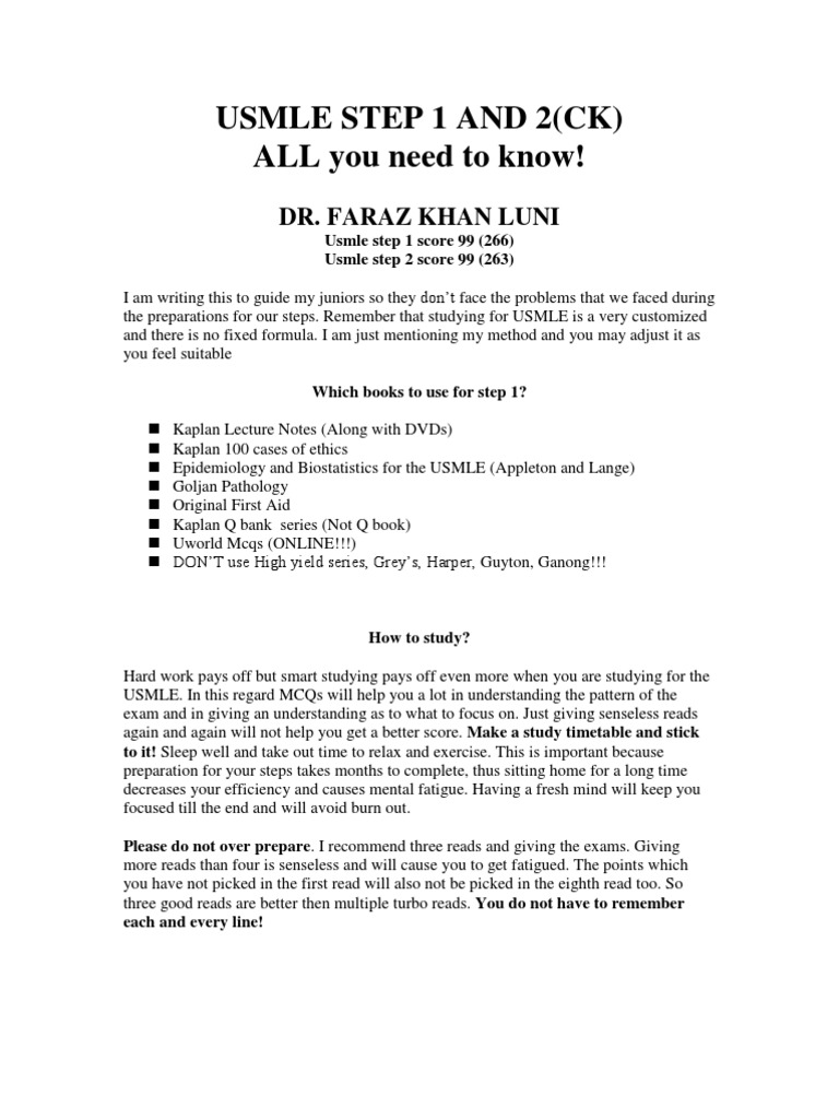 Usmle step 1 2 tips pdf