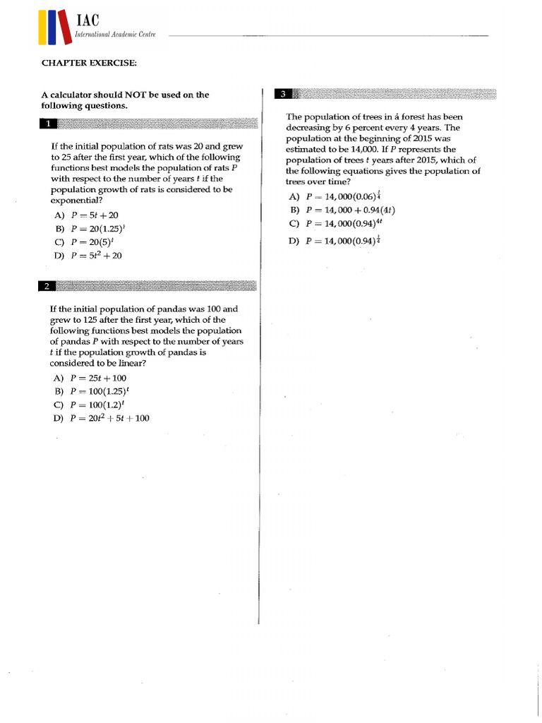 Exponential and Linear Growth | PDF