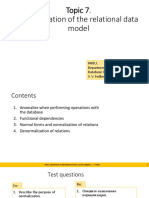 Topic 7. Normalization of The Relational Data Model