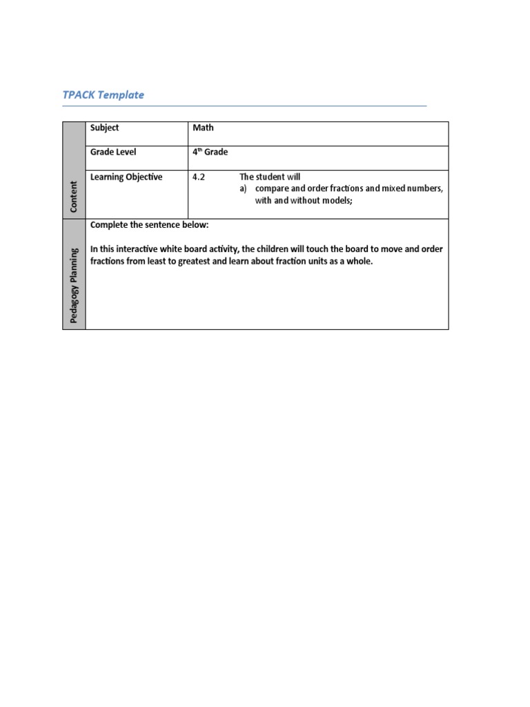 Tpack Template Iwb Summer20 | PDF | Teachers | Teaching