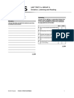 Unit Test 5 Group A Dictation, Listening and Reading