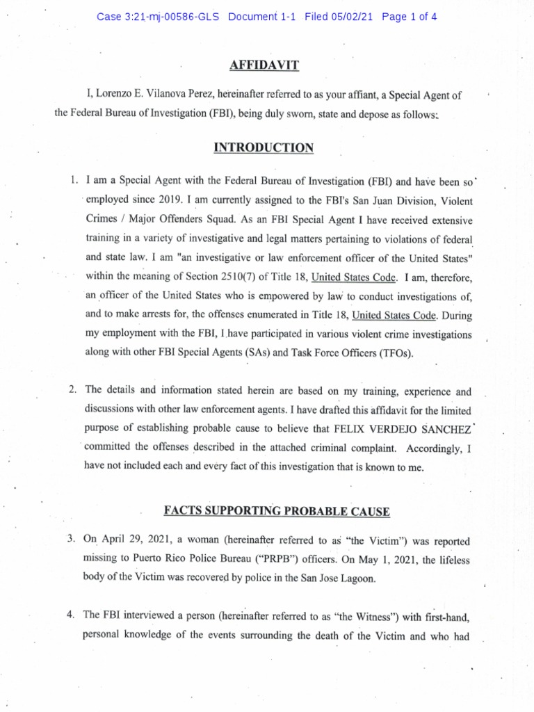 Fbi Affidavit On Keishla Rodriguez Case