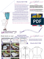 Instrucciones de Costura de Blusa de Manga Corta y Banda en Cintura mj1179b