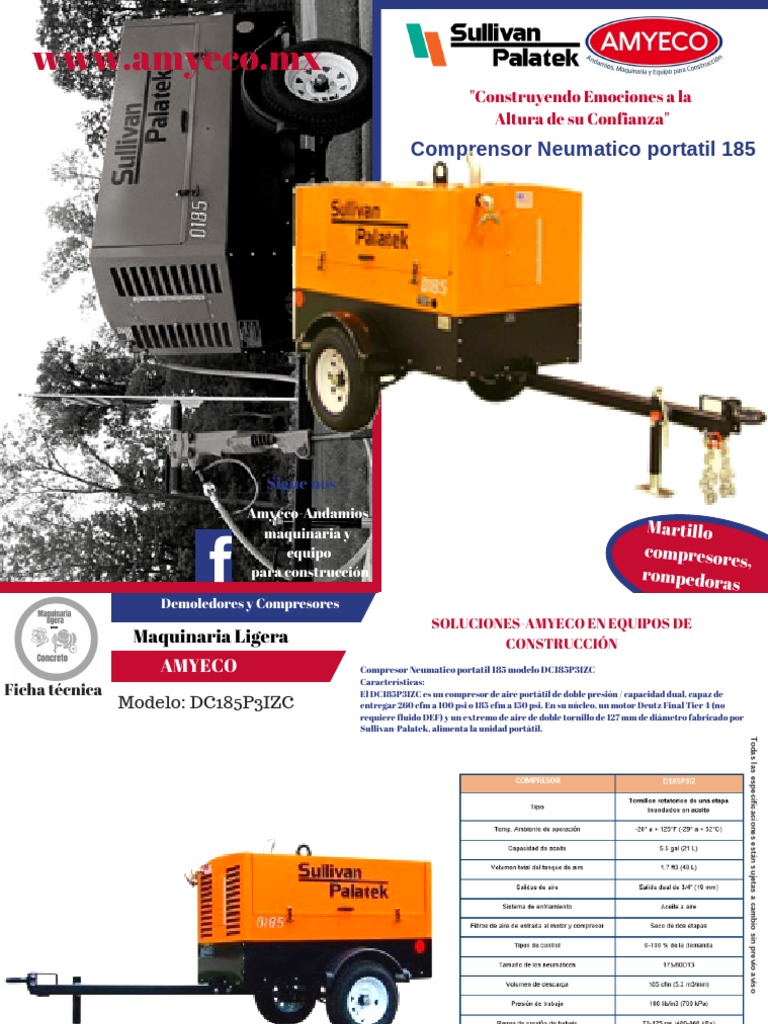 Compresor Neumático Sullivan Palatek Portátil 185 | PDF