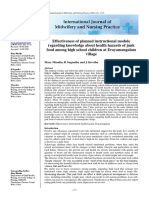 Effectiveness of planned instructional module on knowledge of junk food hazards