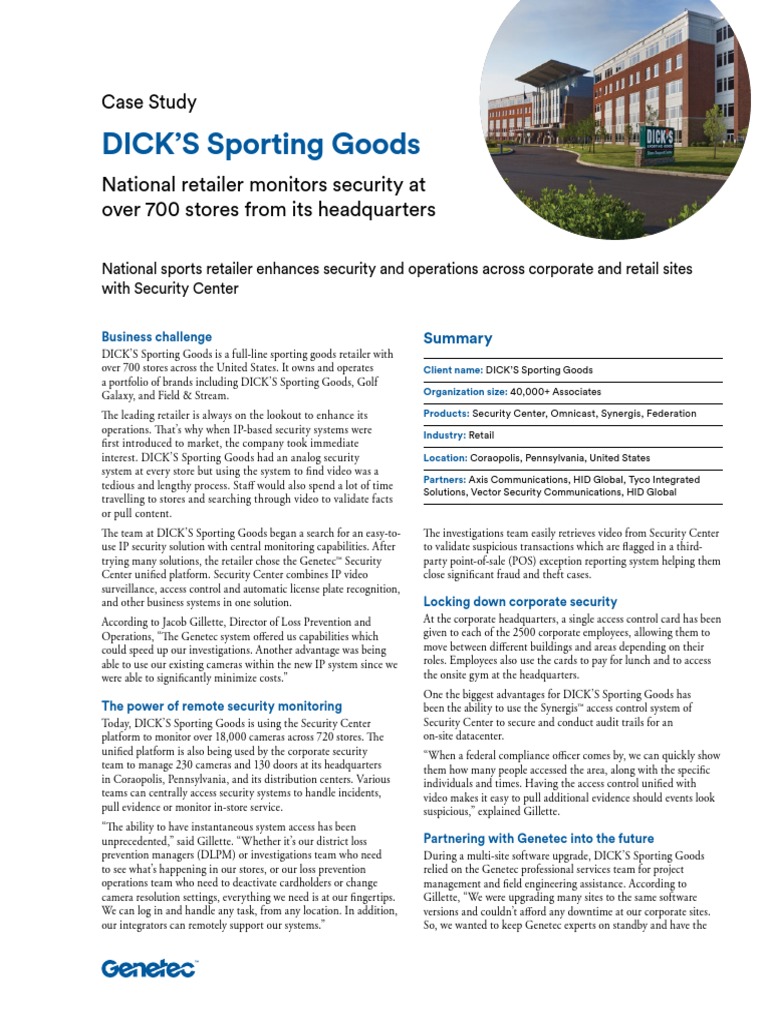 En Genetec DICKs Sporting Goods Case Study | PDF | Information Age ...