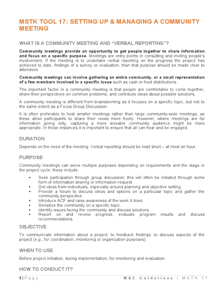 Managing Community Meetings Effectively | PDF | Community | Brainstorming