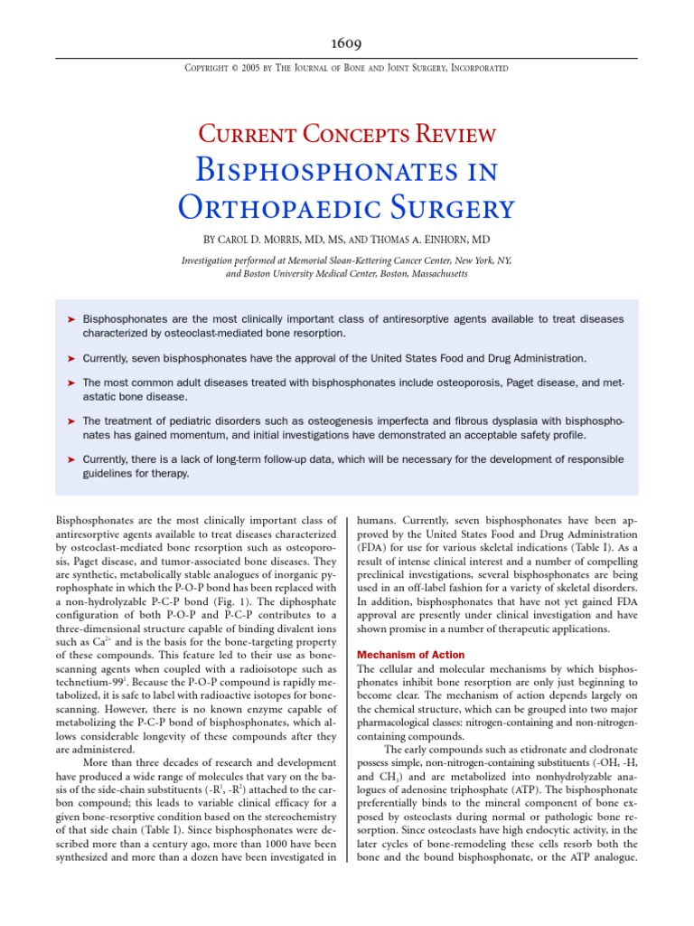 Bisphosphonates in Orthopaedic Surgery Current Concepts Review PDF
