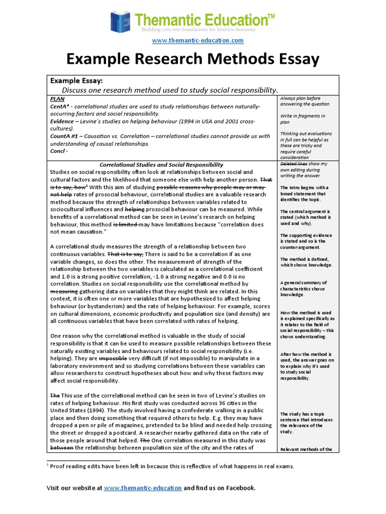 Example Research Methods Essay | PDF | Correlation And Dependence ...