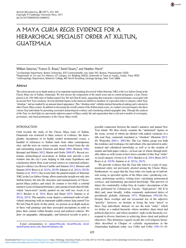 Stuart Et Al Maya Curia Regis | PDF | Maya Civilization | Indigenous ...