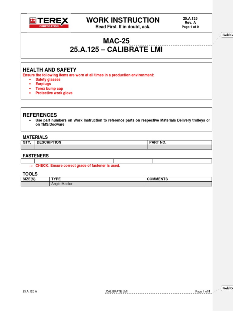 Manual Calibracion LMI MAC25 PDF Calibration Manufactured Goods