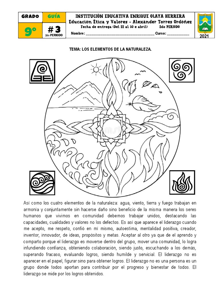9° - Guía #3 - Los Elementos de La Naturaleza | PDF | Ciencias sociales ...