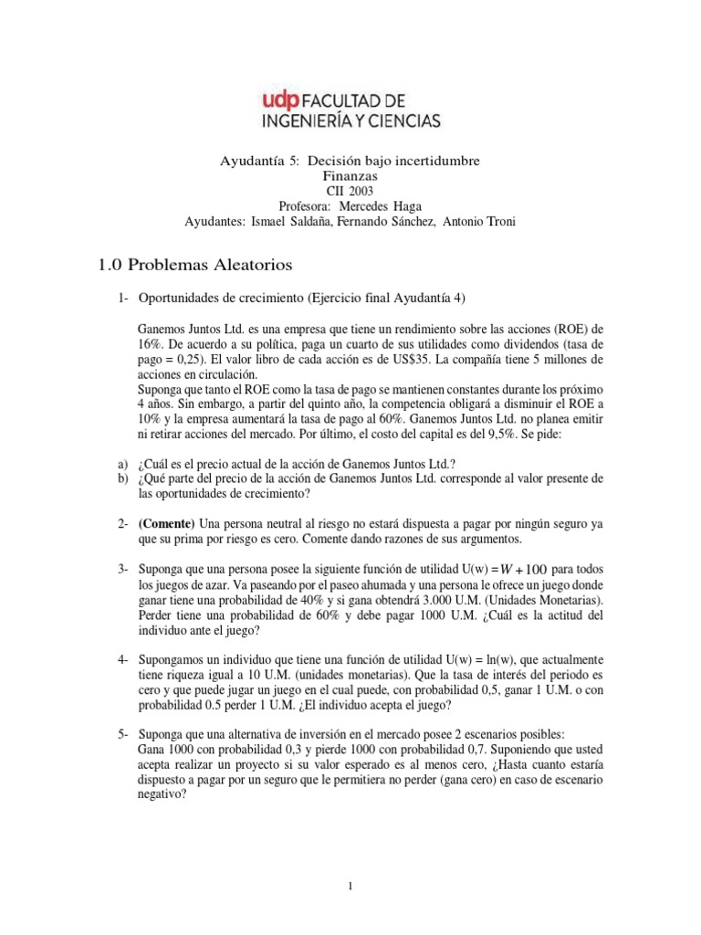 Decisiones Financieras y Riesgo en Inversiones | PDF | Compartir ...