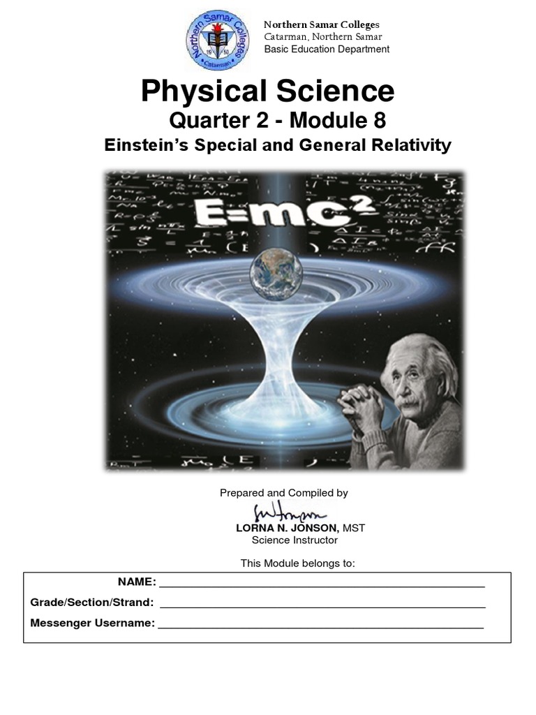 Physical science q2 module 8 einstein s special and general activity