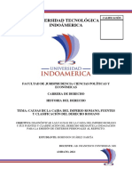 Causas y Fuentes y Clasificación Del Derecho Romano