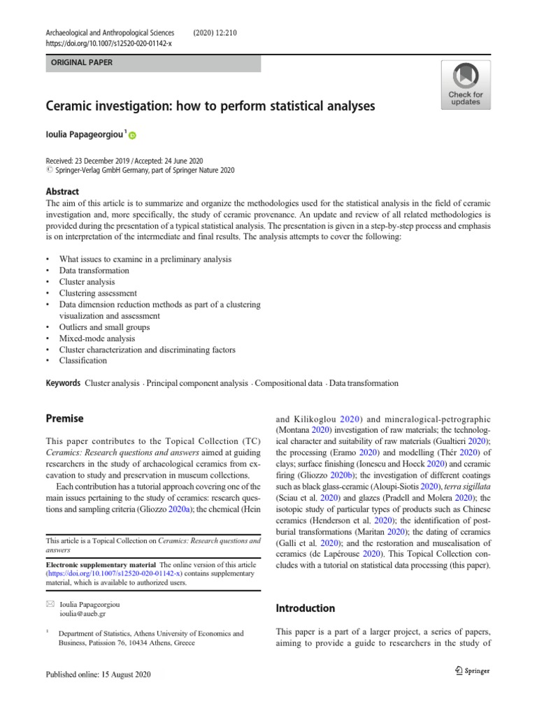 Ceramic Investigation How To Perform Statistical Analyses | PDF ...