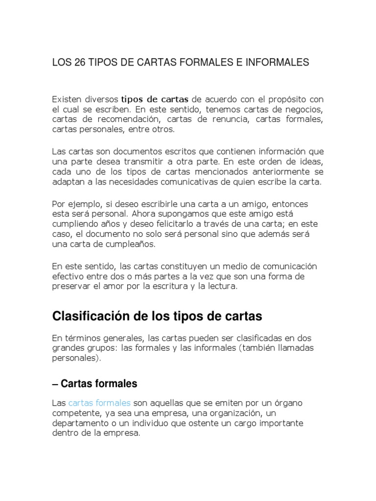 Tipos de Cartas Formales e Informales | PDF | Empresas | Navidad
