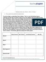 Find The Meaning of The Following Words: Pole, Ribbons, Crown, Roll, Steep 2. Then Read The Text and Fill in The Table Below