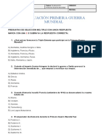 Evaluación Primera Guerra Mundial