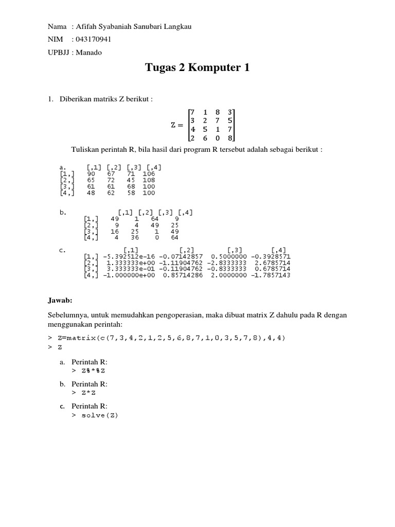 Tugas 2 Komputer 1 Afifah 043170941 Pdf