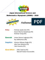 Mathematics: Japan International Science and Mathematics Olympiads (JISMO) - 2020