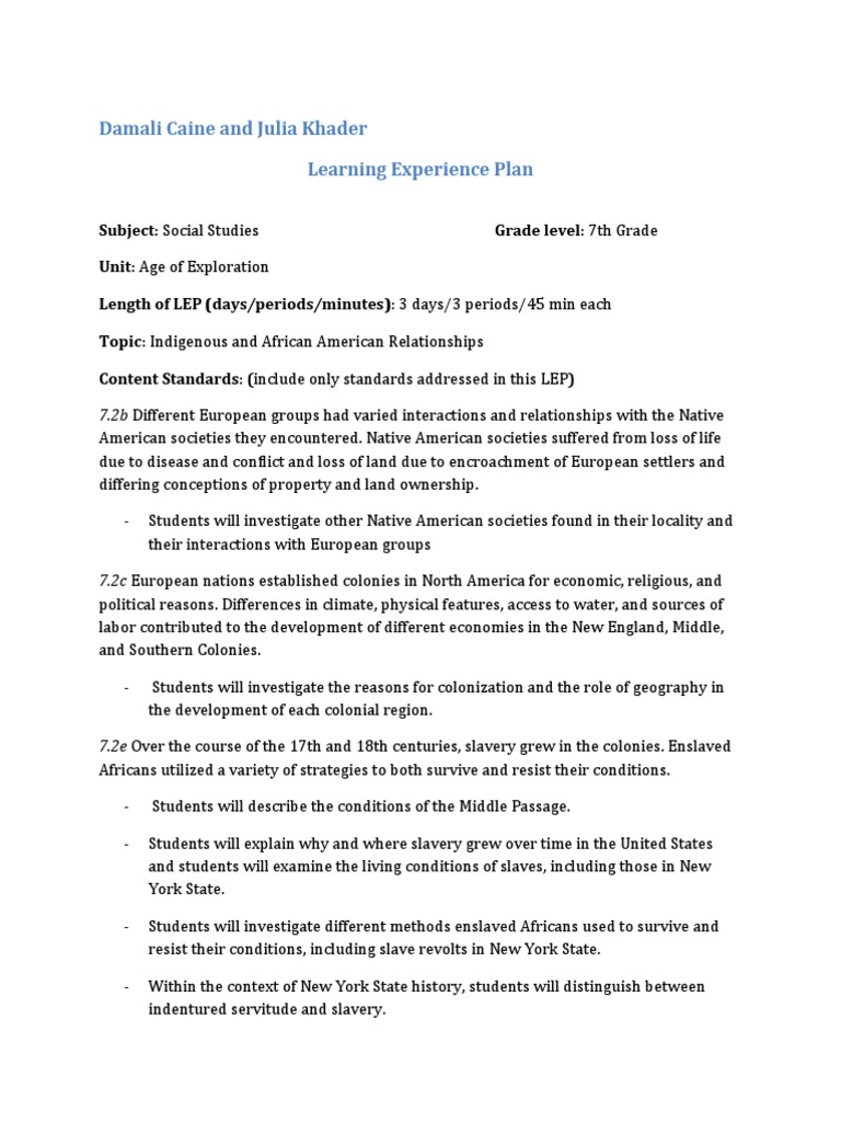 7th Grade Social Studies LEP: Exploration | PDF | Christopher Columbus ...