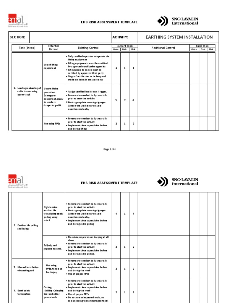 Earthing System Risk Assessment Guide | PDF | Personal Protective ...