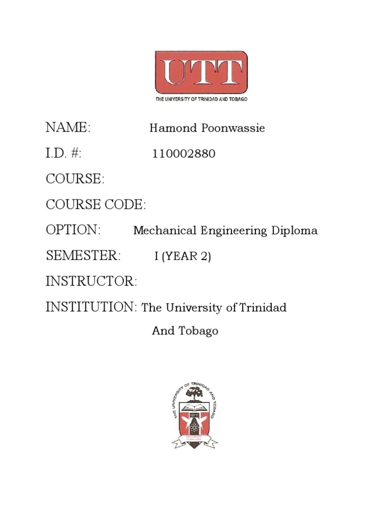UTT Mechanical Engineering Diploma Details | PDF