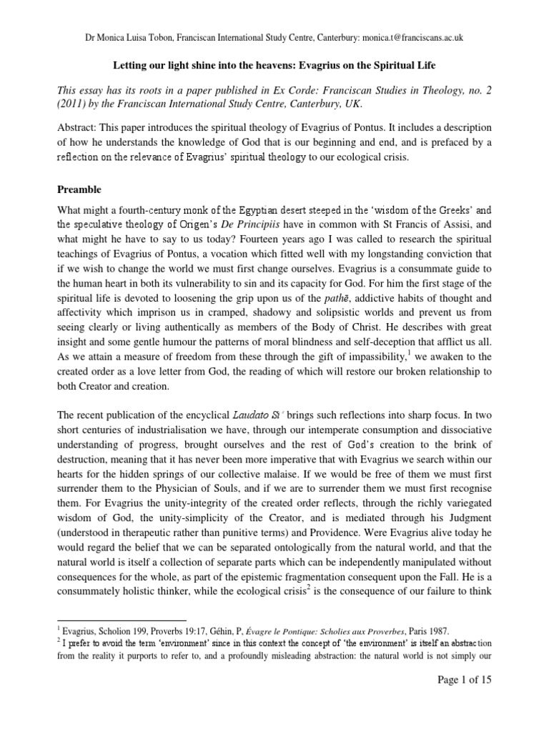 Evagrius On Spiritual Life | PDF | Nous | Soul, image size:768x1024