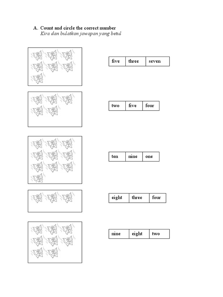 Count and Circle The Correct Number | PDF | Teaching Methods & Materials
