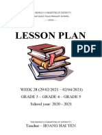 Lesson Plan: WEEK 28 (29/02/2021 - 02/04/2021) Grade 3 - Grade 4 - Grade 5