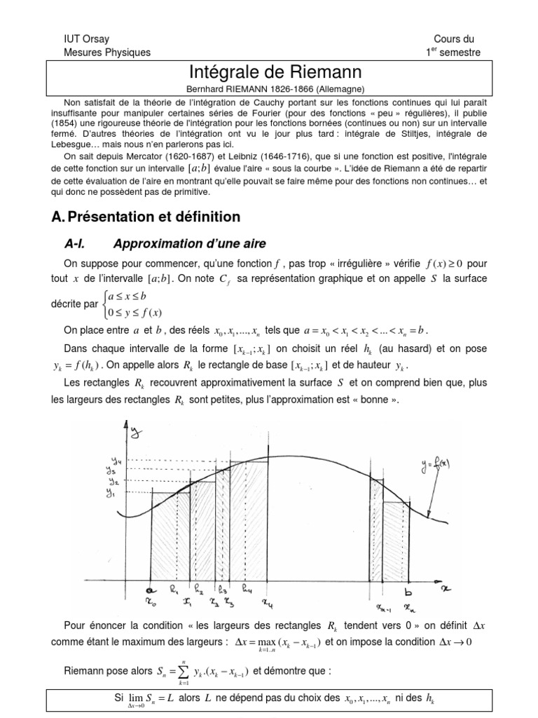 Cours Integrale de Riemann | PDF | Limite (mathématiques) | Intégral