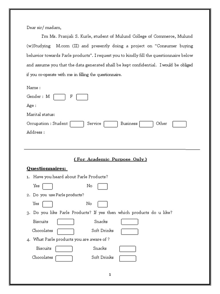 Consumer Behavior on Parle Products | PDF | Soft Drink | Brand