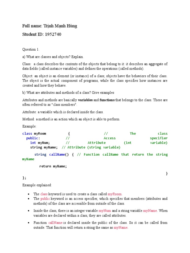 Understanding Classes, Objects, and OOP Concepts | PDF | Class ...
