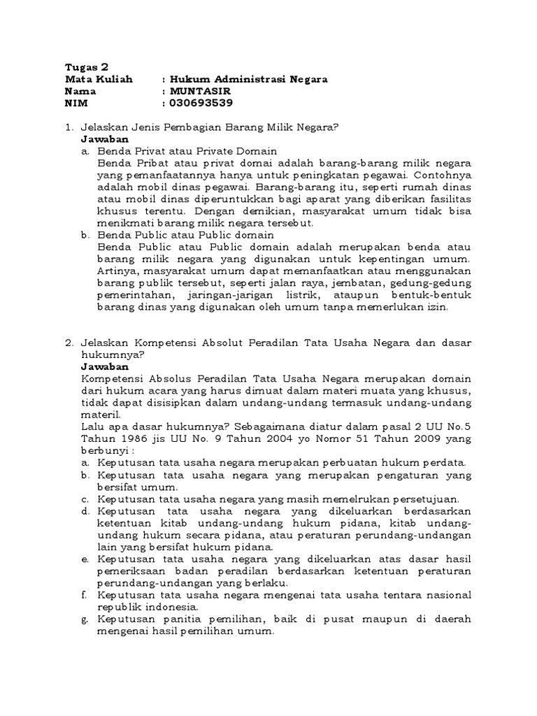 Tugas 2 Hukum Administrasi Negara Pdf 