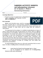 Weekly Learning Activity Sheets Media and Information Literacy