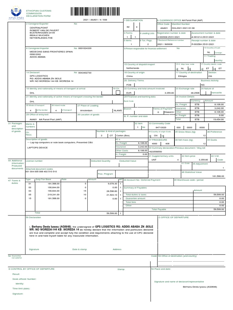 7 Declarant Reference Number: A. Clearance Office | PDF | Services ...
