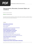 Practical Law US - Representations Warranties Covenants Rights and Conditions