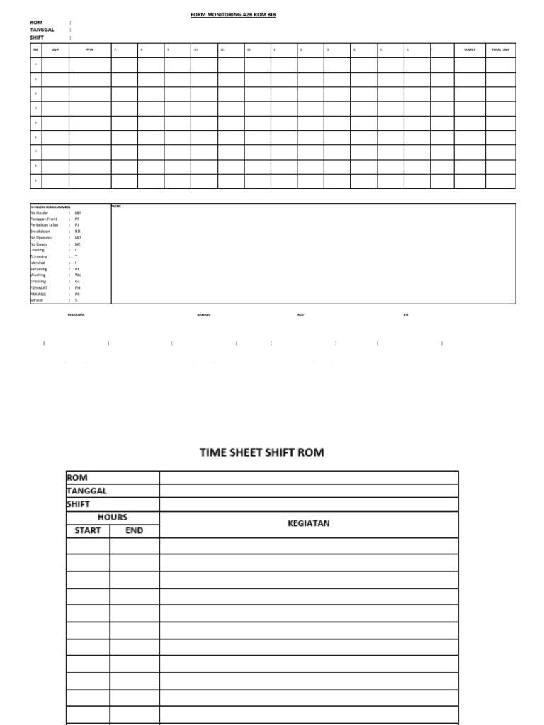 A2B Daily Monitoring Log Template | PDF