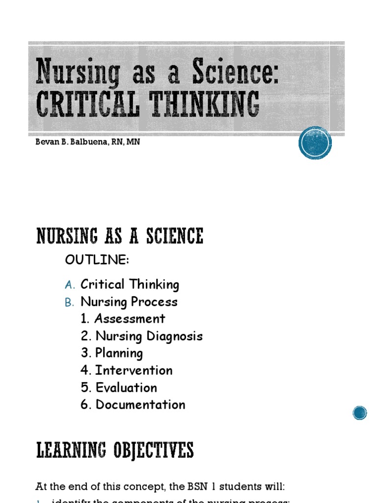 Nursing Process and Critical Thinking Guide | PDF | Critical Thinking ...