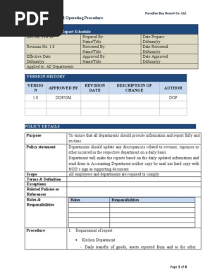 FIN-89. Monthly Report Schedule