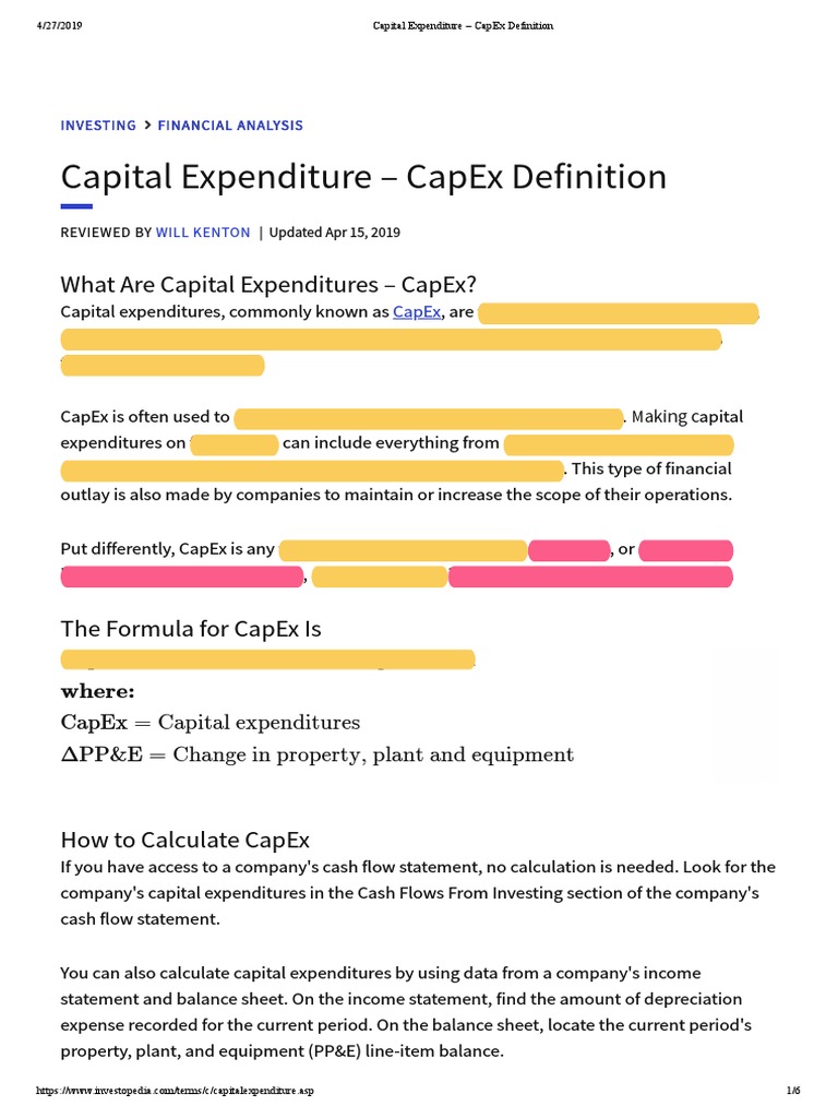 Understanding Capital Expenditures (CapEx) | PDF | Capital Expenditure ...