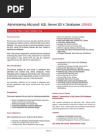 Administering Microsoft SQL Server 2014 Databases: ID MS-20462 Price On Request Duration 5 Days