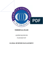 Terminal Exam: Global Business Management