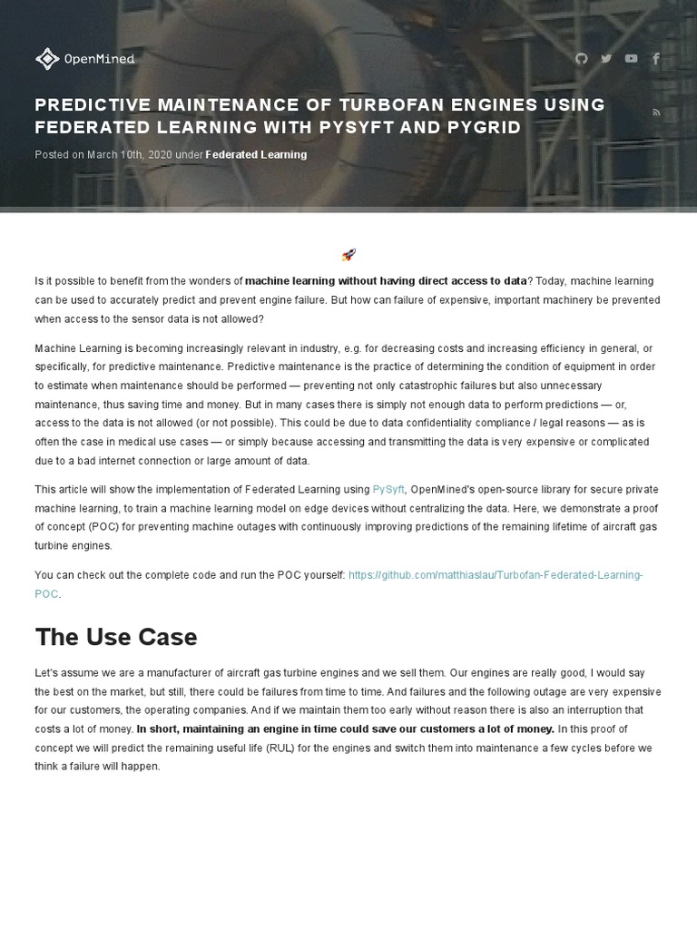 Predictive Maintenance of Turbofan Engines Using Federated Learning ...