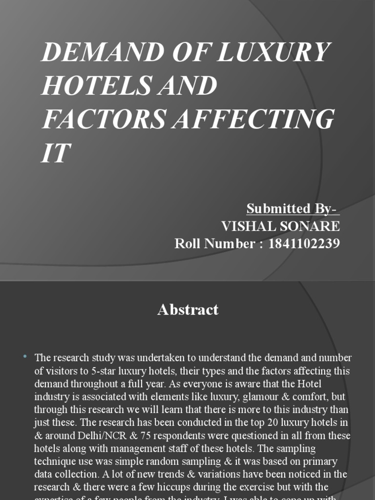 Demand of Luxury Hotels and Factors Affecting It | PDF | Delhi ...