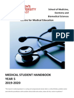 Medical Student Handbook Year 5 2019-2020: Centre For Medical Education