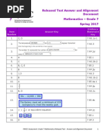 PARCC Math SP 2017 Grade 7 Released Answer Key