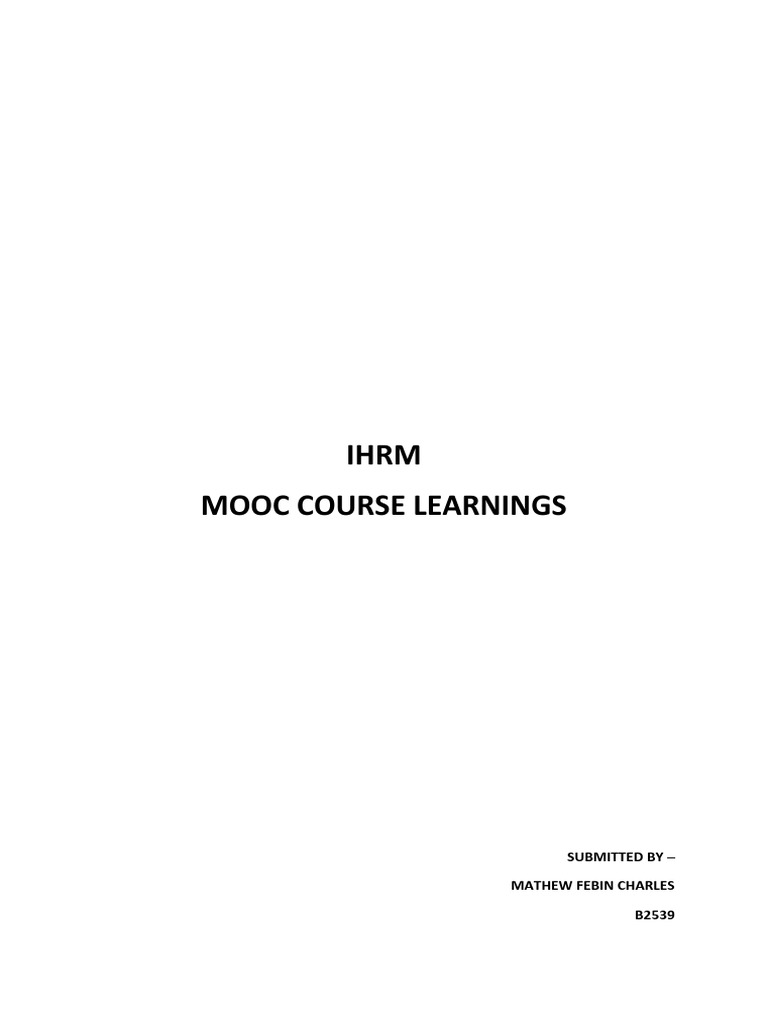 IHRM Course Insights and Learnings | PDF