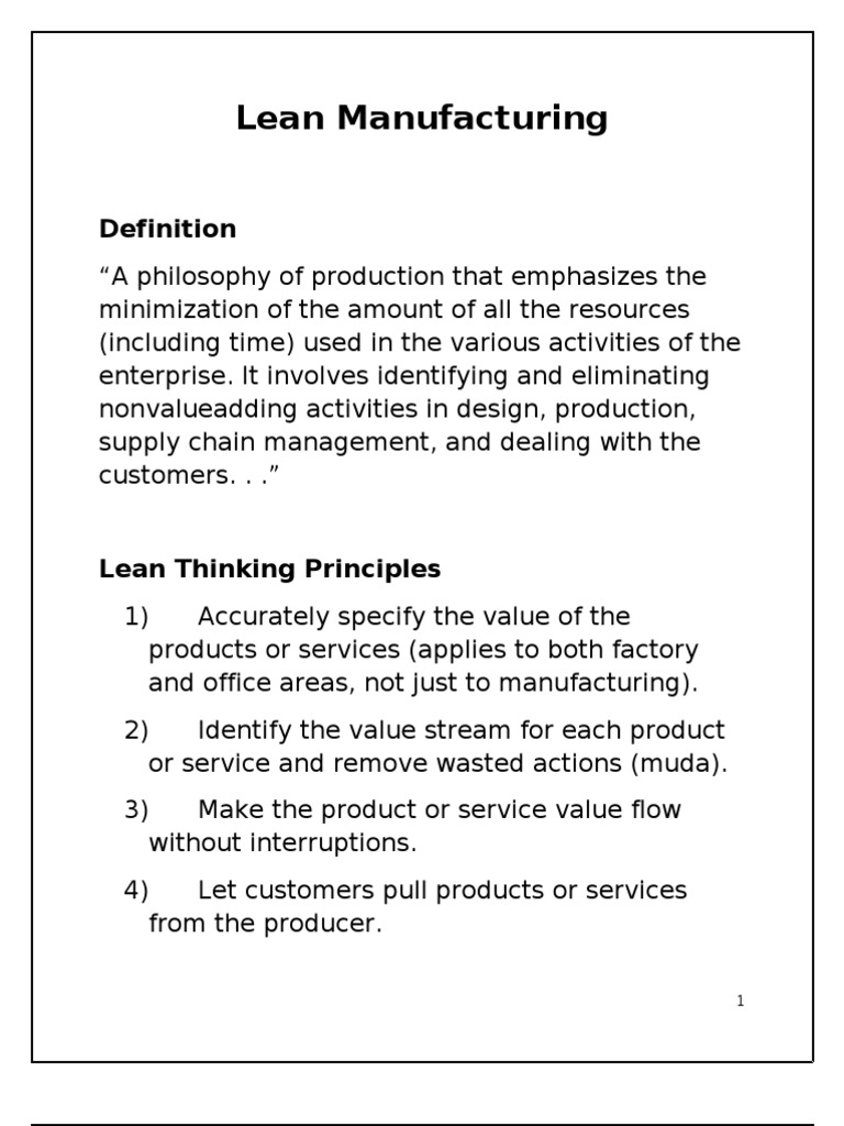 Lean Manufacturing Principles Explained | PDF | Lean Manufacturing ...